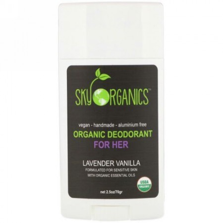 Sky Organics, 女性用オーガニックデオドラント、ラベンダー バニラ、2.5 oz (70 g) (Discontinued Item)
