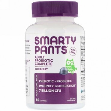 SmartyPants, アダルト プロバイオティクス コンプリート、ブルーベリー、グミ60粒