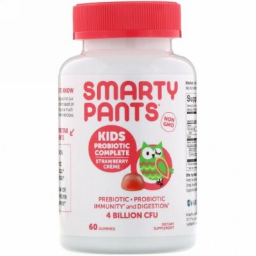SmartyPants, Kids Probiotic Complete, Strawberry Creme, 4 Billion CFU, 60 Gummies