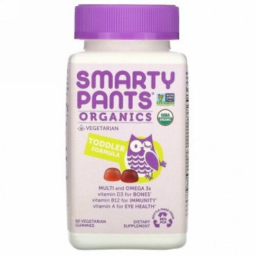 SmartyPants, オーガニック、乳児用、チェリー＆ミックスベリー、ベジグミ60粒