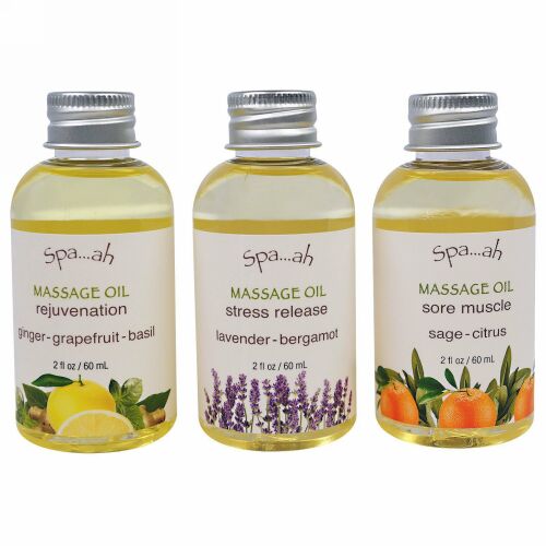 Smith & Vandiver, スパア, マッサージオイルサンプラー, 3ピースセット, 各2液量オンス (60 ml)