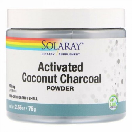 Solaray, 活性ココナッツ炭パウダー、2.65 oz (75 g)