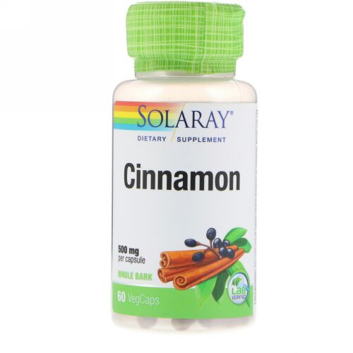 Solaray, Cinnamon , 500 mg, 60 VegCaps (Discontinued Item)
