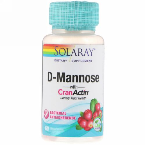 Solaray, クランアクチン配合D-マンノース、尿管の健康、植物性カプセル60粒