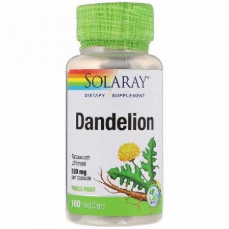 Solaray, Dandelion, 520 mg, 100 VegCaps (Discontinued Item)