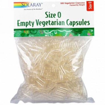 Solaray, Empty Vegetarian Capsules, Size 0, 500 Vegetarian Capsules