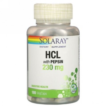 Solaray, ペプシン配合HCL、230mg、ベジカプセル180粒