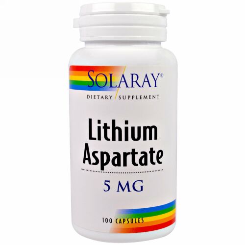 Solaray, アスパラギン酸リチウム、5 mg、100 錠