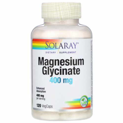 Solaray, グリシン酸マグネシウム、400mg、ベジカプセル120粒