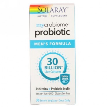 Solaray, Mycrobiome Probiotic Men's Formula, 30 Billion, 30 Enteric VegCaps (Discontinued Item)
