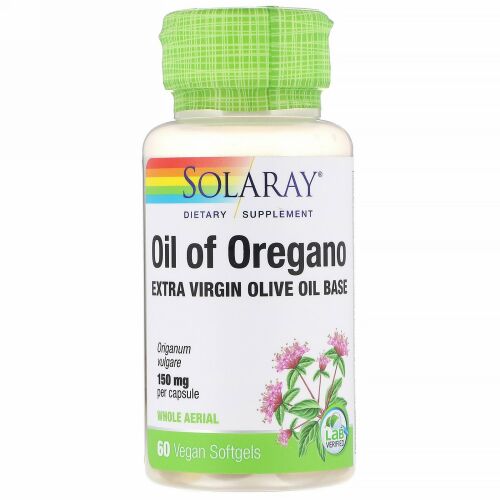Solaray, オイルオブオレガノ、150mg、植物性ソフトジェル60粒