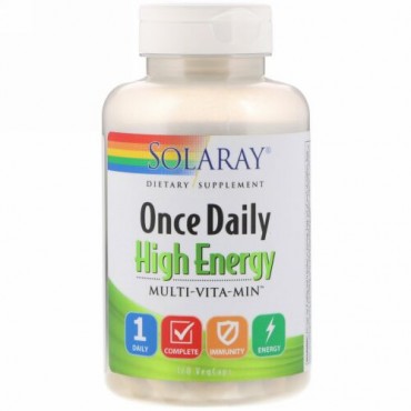 Solaray, ワンスデイリー ハイエナジー、マルチビタミン、ベジキャップ使用 120 錠
