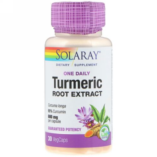 Solaray, One Daily, Turmeric Root Extract, 600 mg, 30 VegCaps (Discontinued Item)