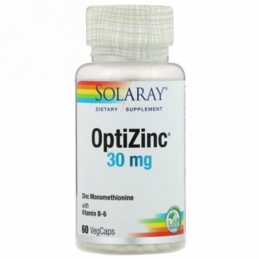 Solaray, オプティジンク、30 mg、植物性カプセル60粒