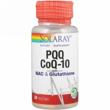 Solaray, PQQ、CoQ-10、NAC＆グルタチオン配合、植物性カプセル30錠