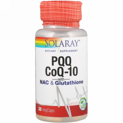 Solaray, PQQ、CoQ-10、NAC＆グルタチオン配合、植物性カプセル30錠