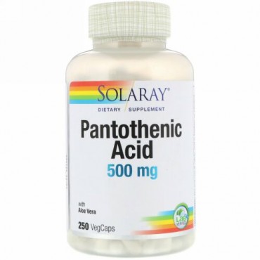 Solaray, パントテン酸、500 mg、ベジキャップ250粒