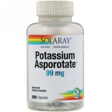 Solaray, Potassium Asporotate, 99 mg, 200 Capsules (Discontinued Item)