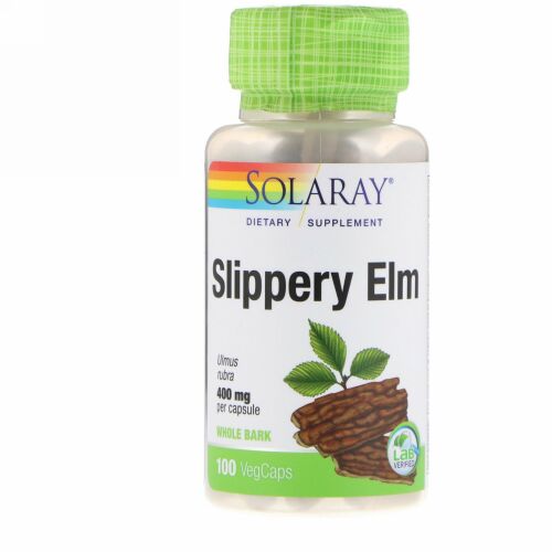 Solaray, アカニレの樹皮, 400 mg, 100錠 (飲み込みやすいカプセル)