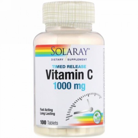 Solaray, 持続放出ビタミンC、1000mg、タブレット100粒