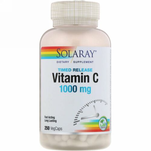 Solaray, 持続放出ビタミンC、1000mg、ベジカプセル250粒