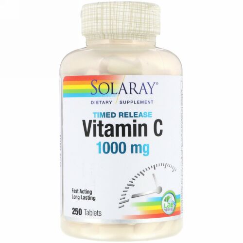 Solaray, 持続性ビタミンC、1000 mg、タブレット 250錠