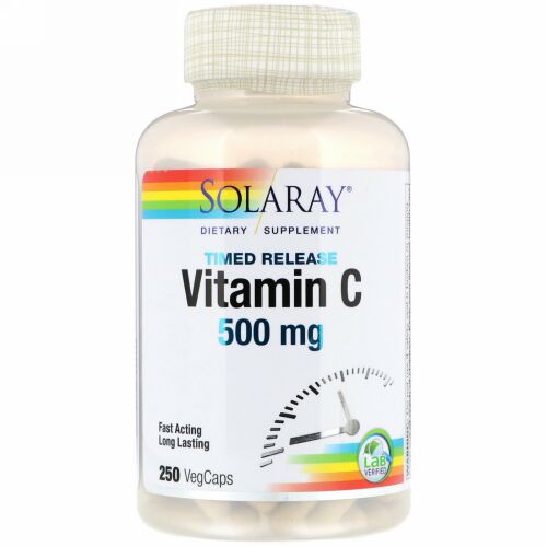 Solaray, 持続性ビタミンC、500 mg、ベジカプセル 250錠