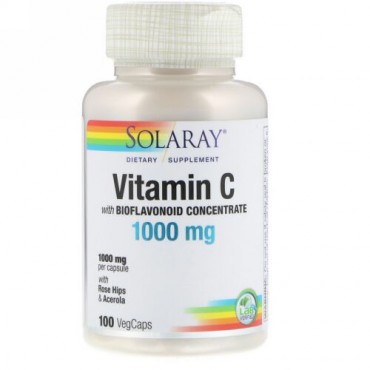 Solaray, Vitamin C, With Bioflavonoid Concentrate, 1000 mg, 100 VegCaps (Discontinued Item)