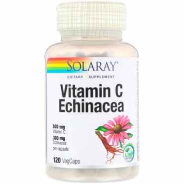 Solaray, ビタミンCエキナセア、500 mg、120ベジカプセル