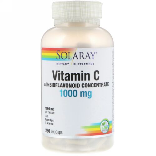 Solaray, バイオフラボノイド濃縮物配合ビタミンC、1,000mg、ベジカプセル250粒