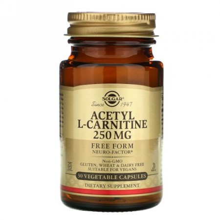 Solgar, アセチル-L-カルニチン、 250 mg、ベジキャップ30 錠
