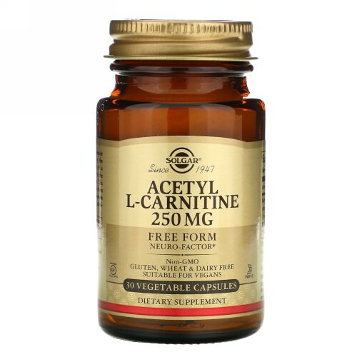 Solgar, アセチル-L-カルニチン、 250 mg、ベジキャップ30 錠