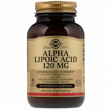 Solgar, アルファリポ酸、 120 mg、 60ベジキャップ