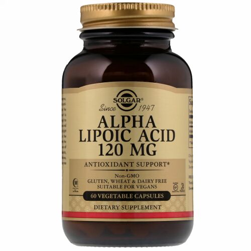 Solgar, アルファリポ酸、 120 mg、 60ベジキャップ