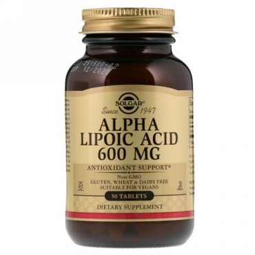 Solgar, アルファリポ酸、 600 mg、 50錠