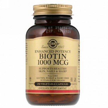 Solgar, ビオチン, 1000 mcg, 250 ベジタブルカプセル
