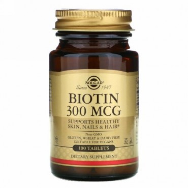 Solgar, ビオチン、300mcg、100粒