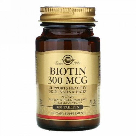 Solgar, ビオチン、300mcg、100粒