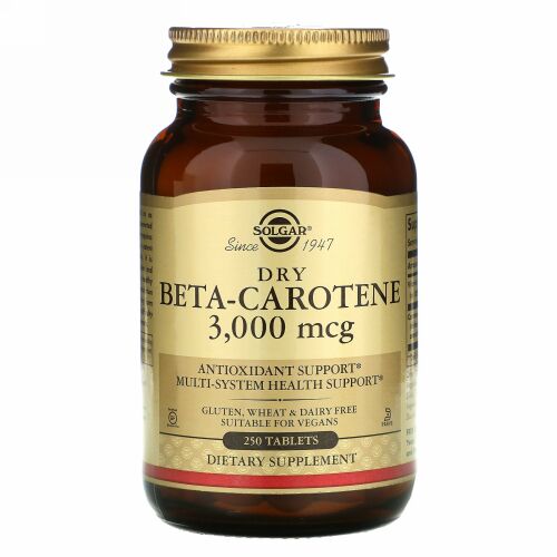 Solgar, Dry Beta-Carotene, 3,000 mcg, 250 Tablets