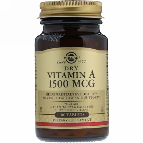 Solgar, ドライビタミンA、1500mcg、100錠