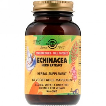 Solgar, Echinacea Herb Extract, 60 Vegetable Capsules