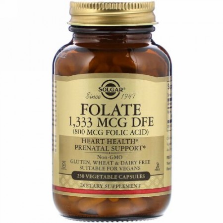 Solgar, 葉酸、800mcg、植物性カプセル250粒