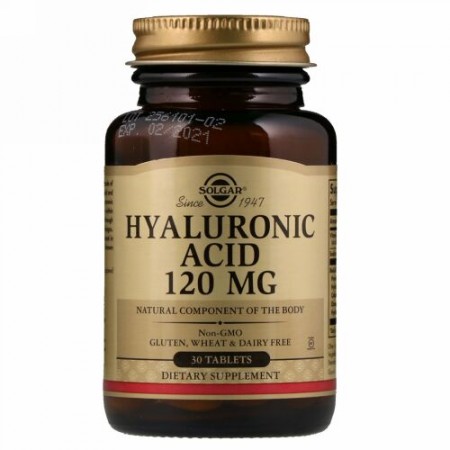 Solgar, ヒアルロン酸、120 mg、30錠