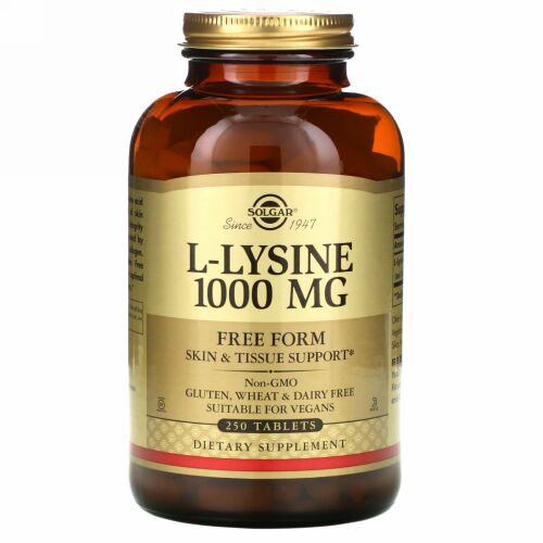 Solgar, L-リジン、 自由形状、 1000mg、 250錠