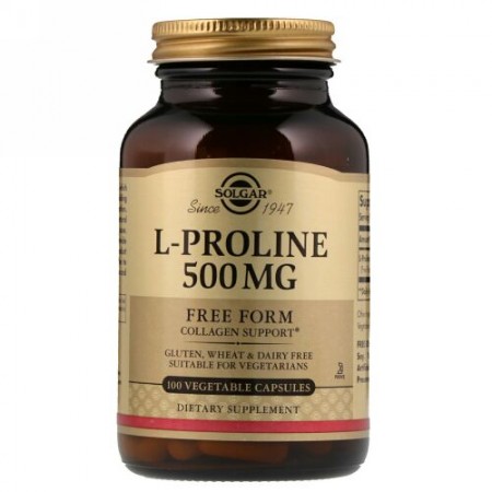 Solgar, L-プロリン、500mg、植物性カプセル100粒