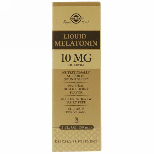 Solgar, 液状メラトニン、天然ブラックチェリー味、10mg、59ml（2液量オンス）