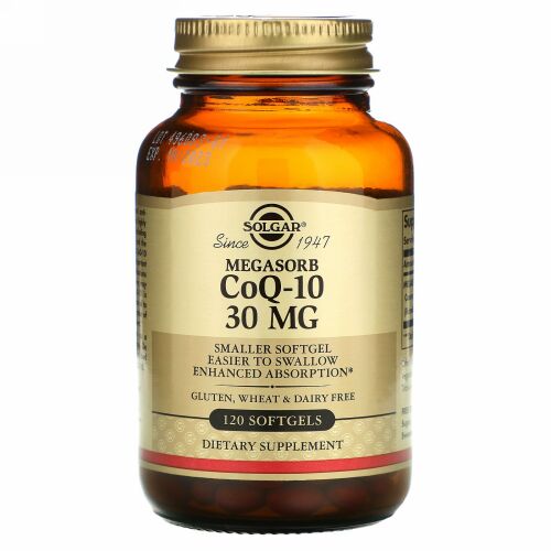 Solgar, メガソーブCoQ-10、30mg、ソフトジェル120粒
