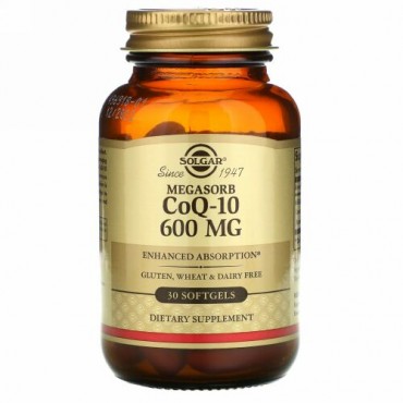 Solgar, CoQ-10 (コエンザイム Q-10)、600 mg、ソフトジェル 30 錠