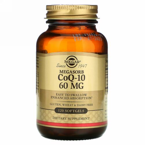 Solgar, コエンザイムQ10、メガソーブ、60mg、ソフトジェル120粒