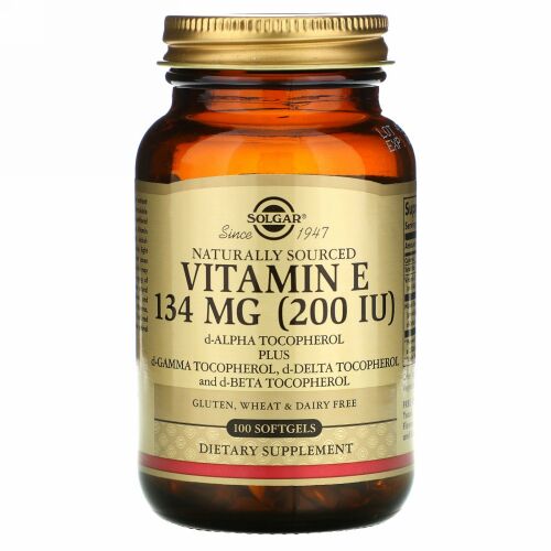 Solgar, 天然ビタミンE、134mg（200IU）、ソフトジェル100粒